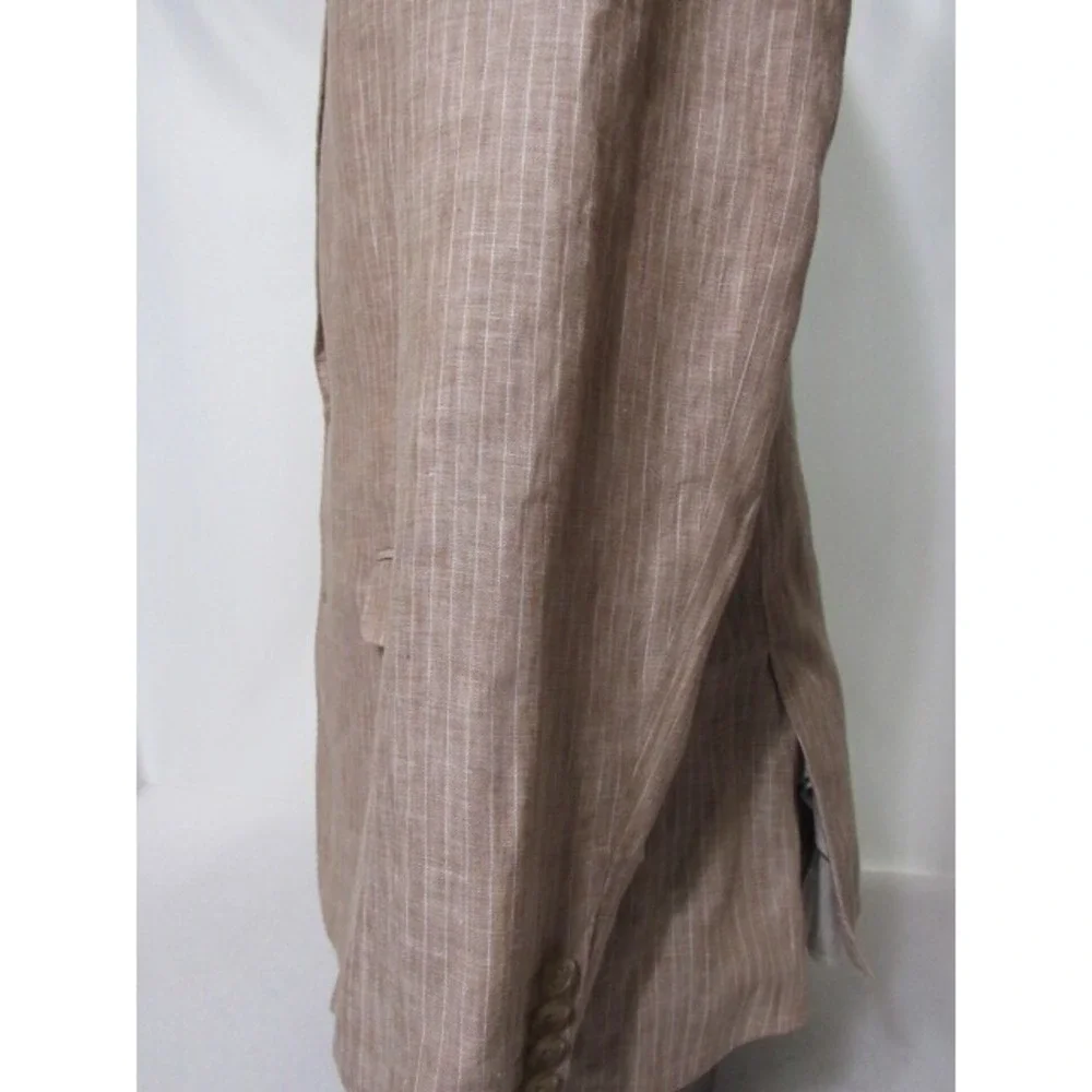 Lauren Ralph Lauren Slim‎ Beige Stripe Sz 44R 100% Linen Sport Coat Blazer